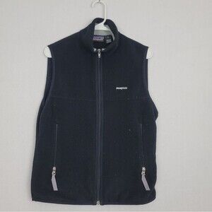 Patagonia Small Warm Zip-Up Sweater Vest Black Pockets Crunchy Granola Girl
